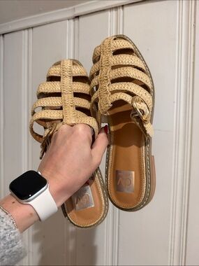 DV by Dolce Vita Beige Woven Buckle Slide Mules
